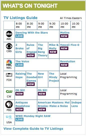 CBS tv guide listing